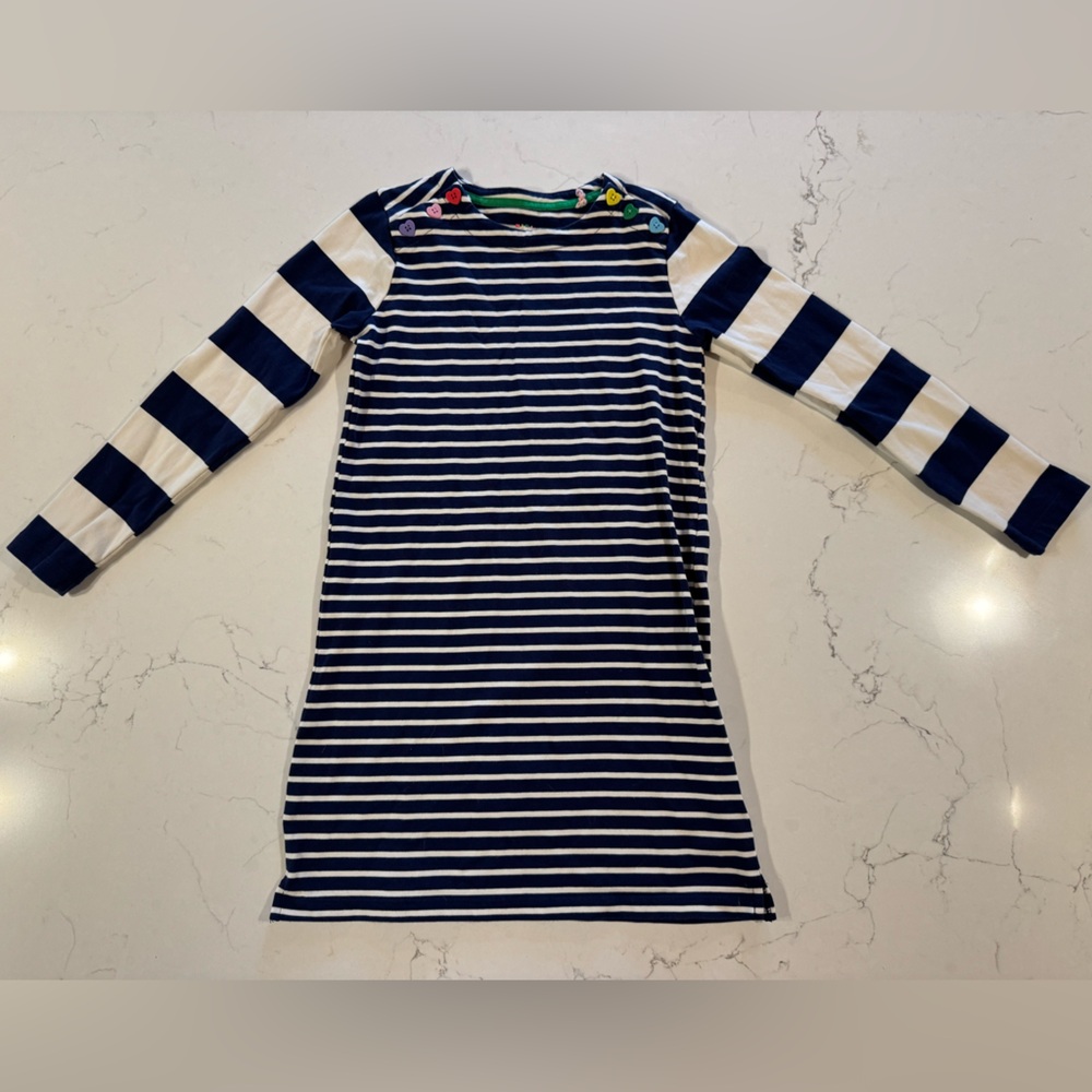 Mini Boden Navy and White Striped Kids Dress